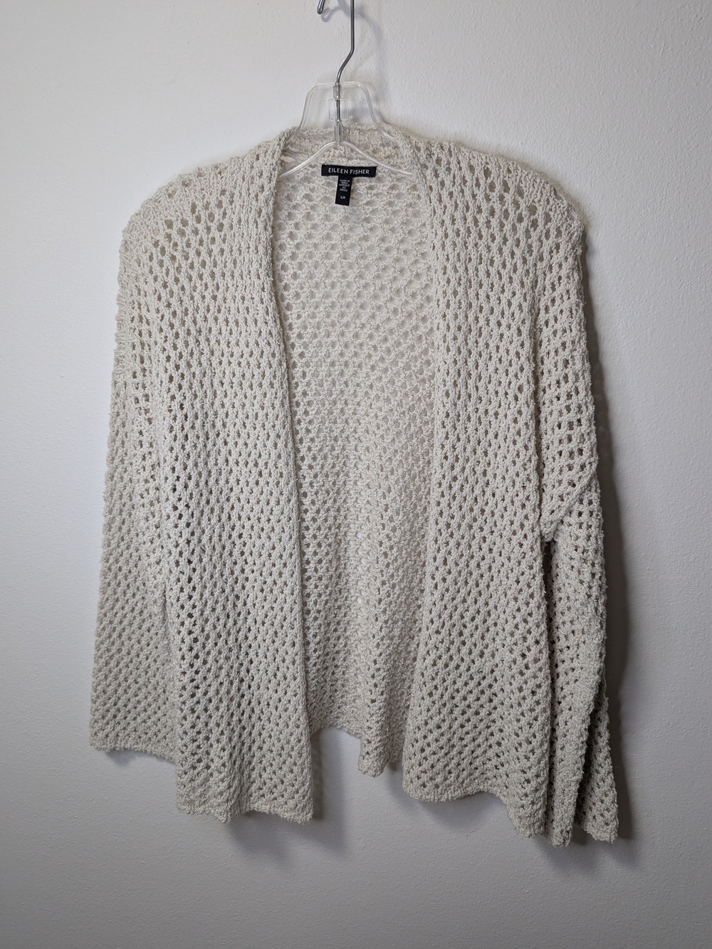 Eileen Fisher Open-Weave Cream Cardigan
